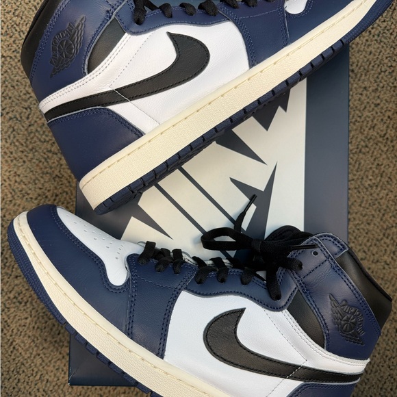 Jordan 1 Retro High OG Midnight Navy - Men's Blue and White High-Top Sneakers - Picture 1 of 5
